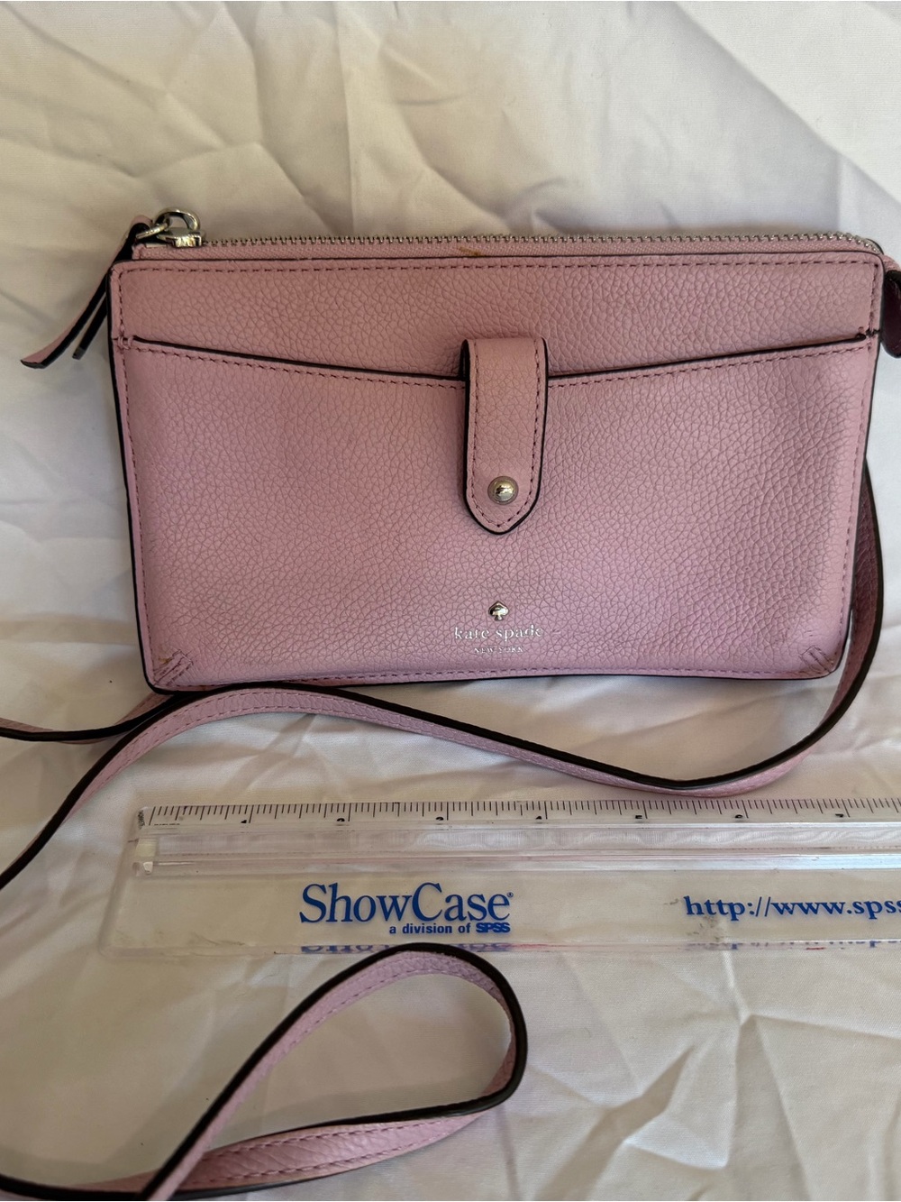 kate spade Pink Pebbled Leather Crossbody Wallet